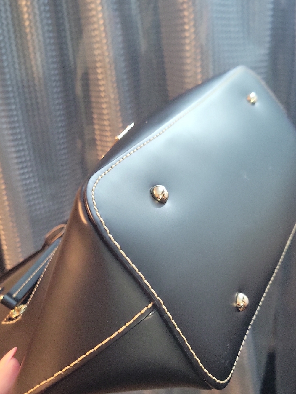 Dooney & Bourke Black Leather Tote with Gold Hardware - Picture 4 of 6